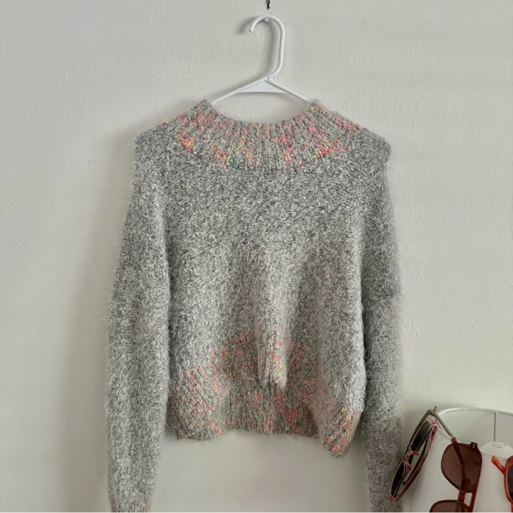 Free People Heather Grey Speckled Sweater